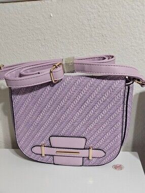 Lilac Woven Crossbody Bag with Gold Accent